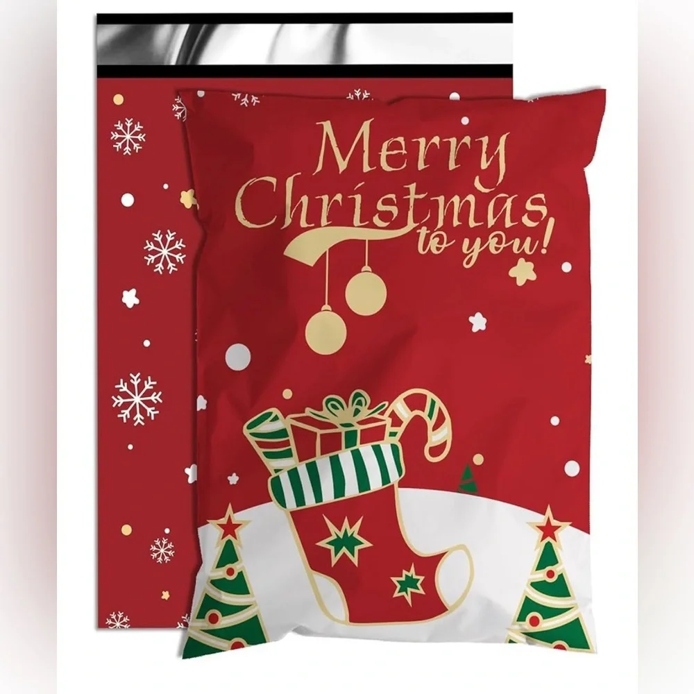 20 Festive Red Christmas Poly Mailers Multicolor pack of 20